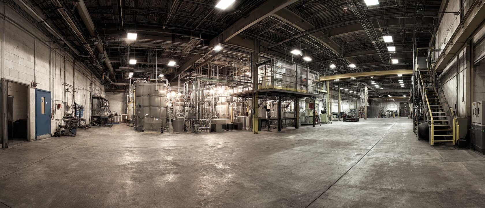 Editorial image showing a large industrial construction site for an article on defense-driven engineering demand.